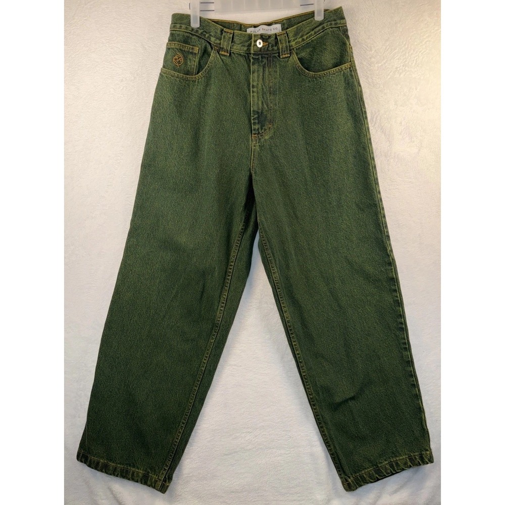 Polar Skate Co Green Wash Big Boy Jeans Sz 32/30 90s Grunge
